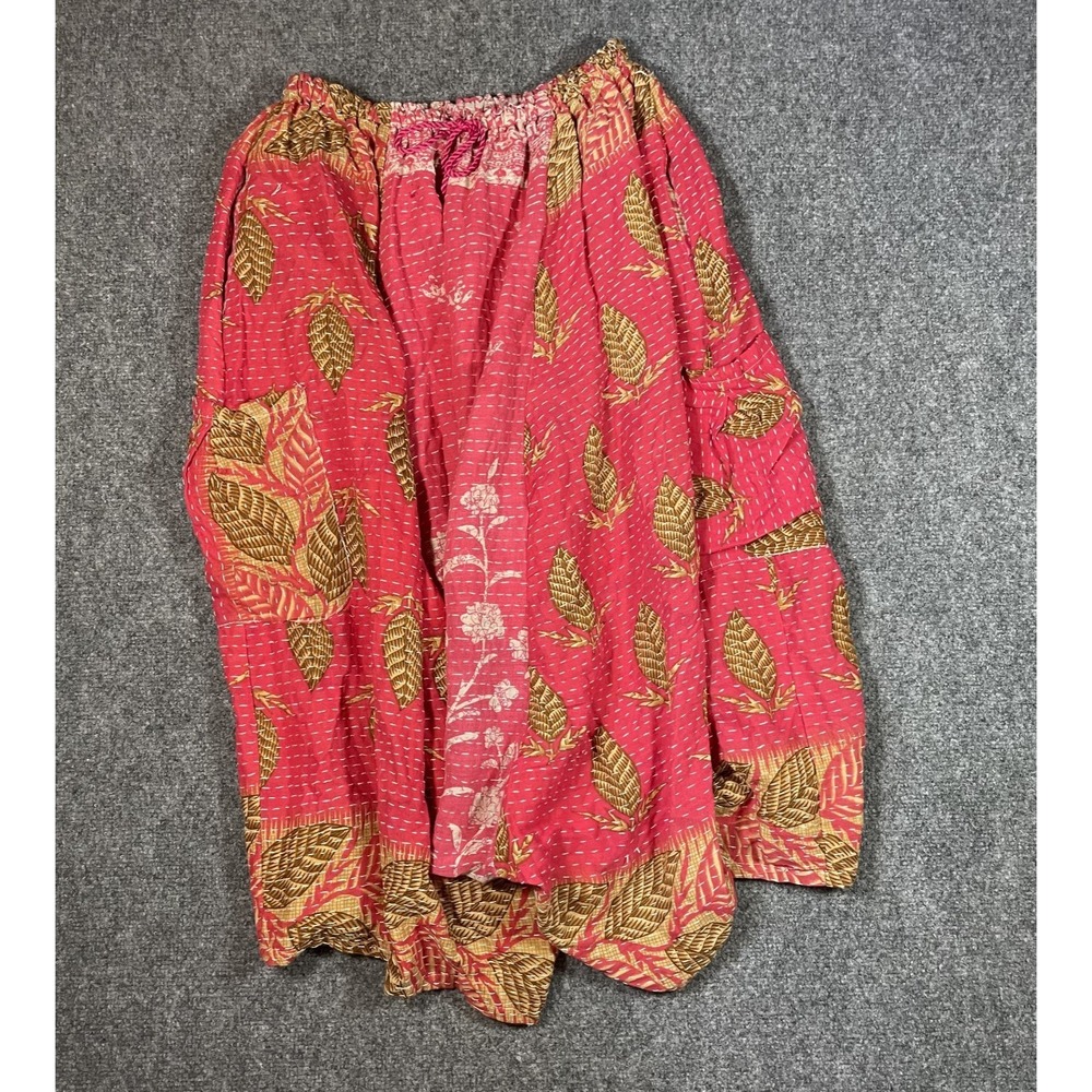 Vintage Harem Skirt Culottes One Size Kantha Bae Boho Gypsy Floral Patchwork